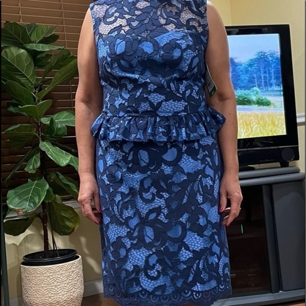 True Navy Romantic Corded Lace Dress